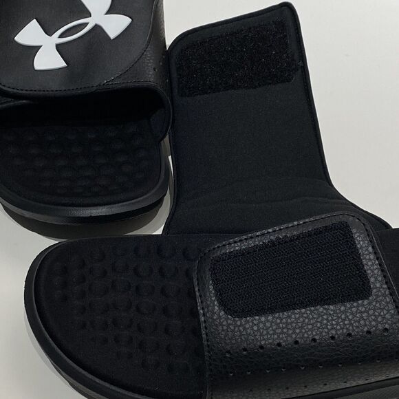 Under Armour UA Mens Ignite 7 Slide Sandal Size 17 Black Adjustable Strap Lounge - Picture 2 of 7